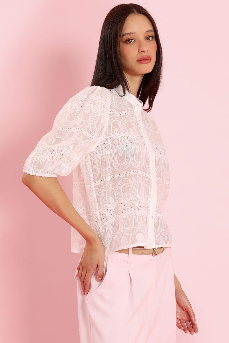 Blusa bordado fantasia, crudo Liola-3