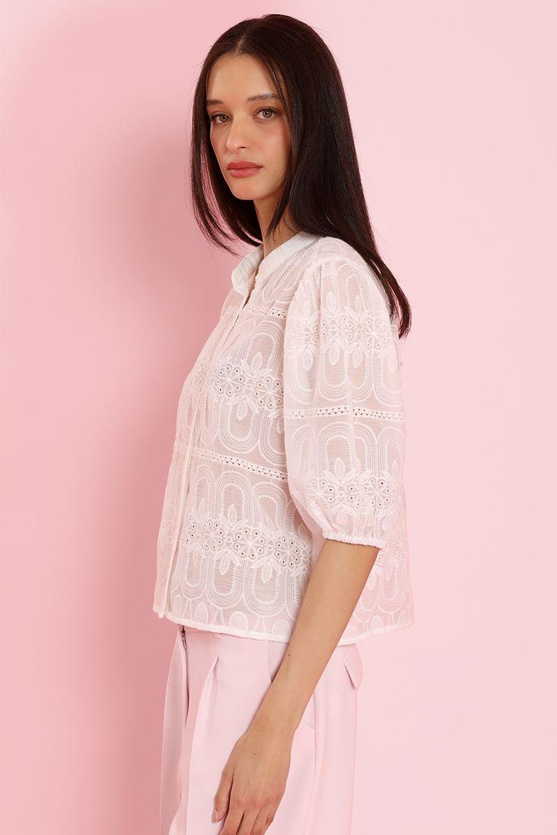 Blusa bordado fantasia, crudo Liola-4