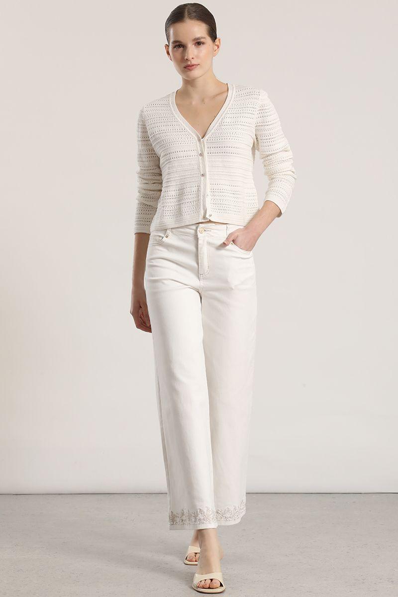 Cardigan punto liola mujer crudo-1