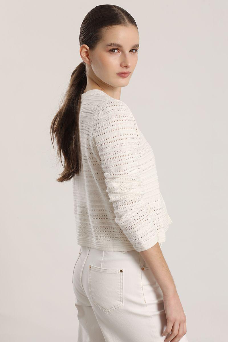 Cardigan punto liola mujer crudo-3