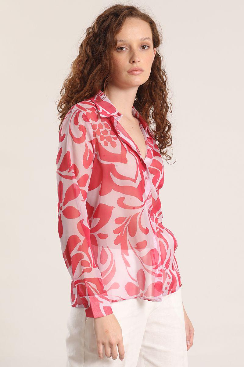 Blusa semitransparente estampado liola mujer rosa-2