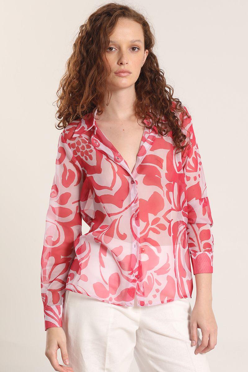 Blusa semitransparente estampado liola mujer rosa-3