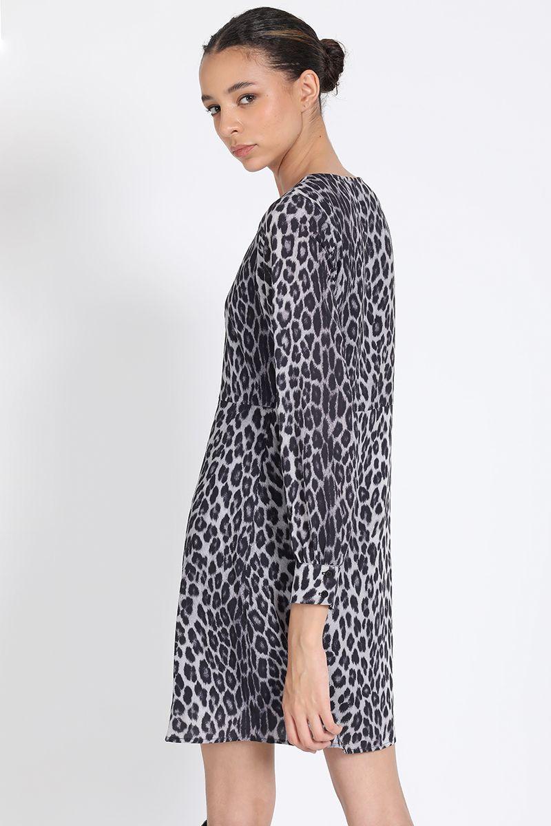 Vestido Estampado Animal, Gris Liola-3