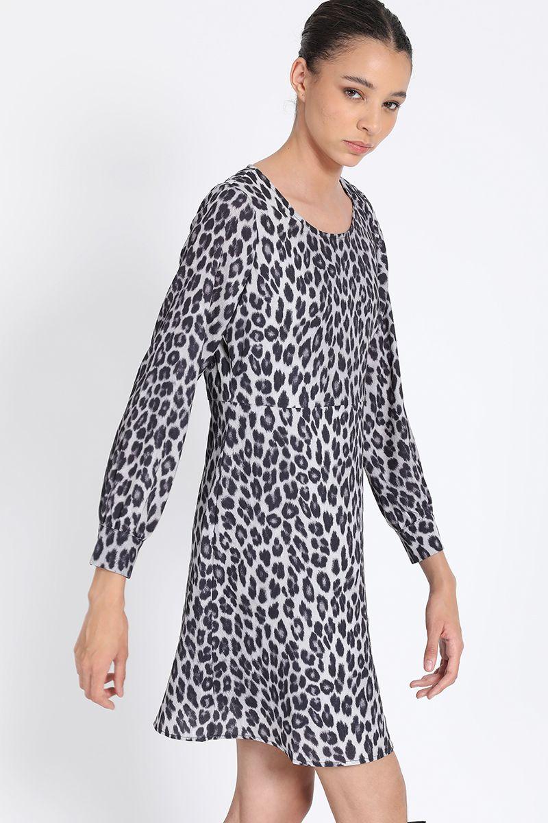 Vestido Estampado Animal, Gris Liola-4