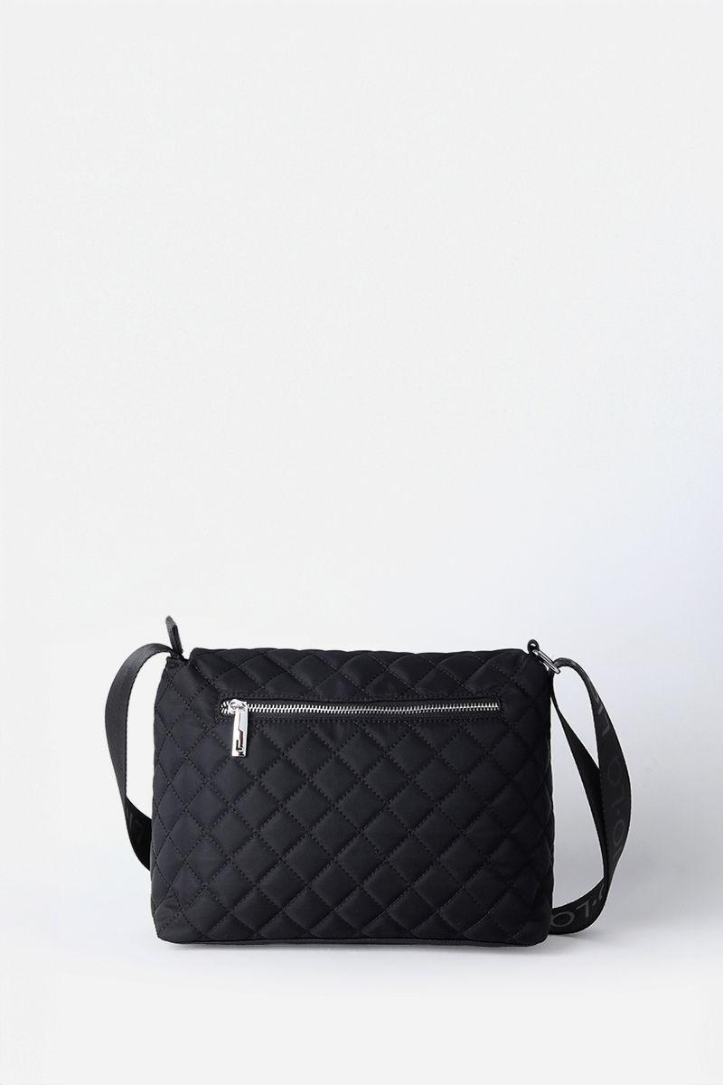 Bolso Tela Acolchado Y Aplicación Efecto Cuero, Negro Liola-2