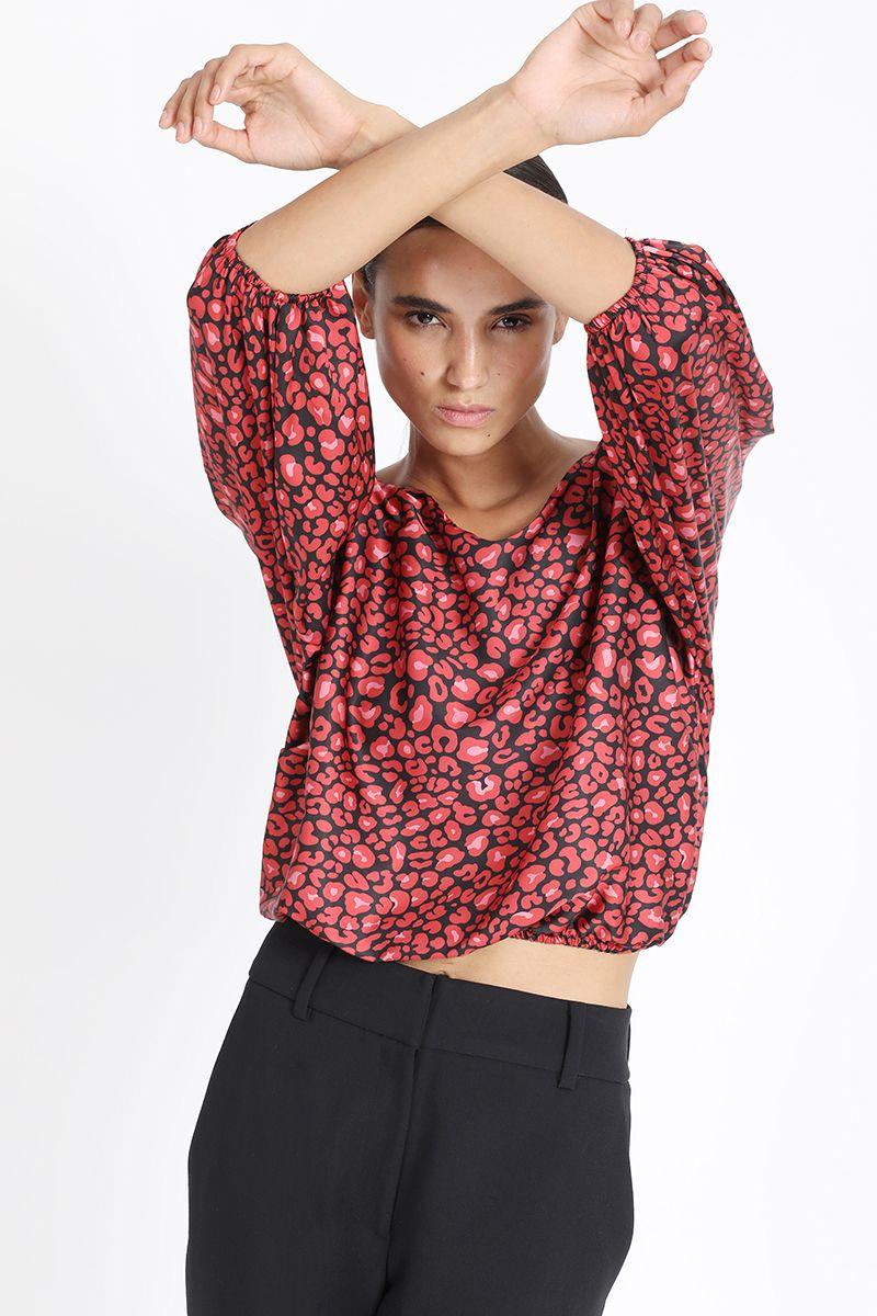 Blusa Estampado Leopardo Contraste Negro Liola-5