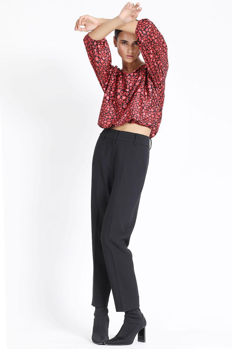 Blusa Estampado Leopardo Contraste Negro Liola-6
