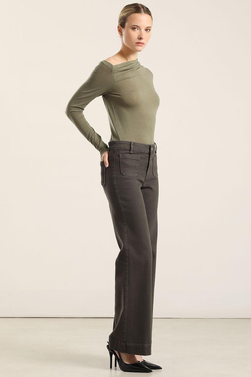 Jeans Color Palazzo, Militar Liola-1