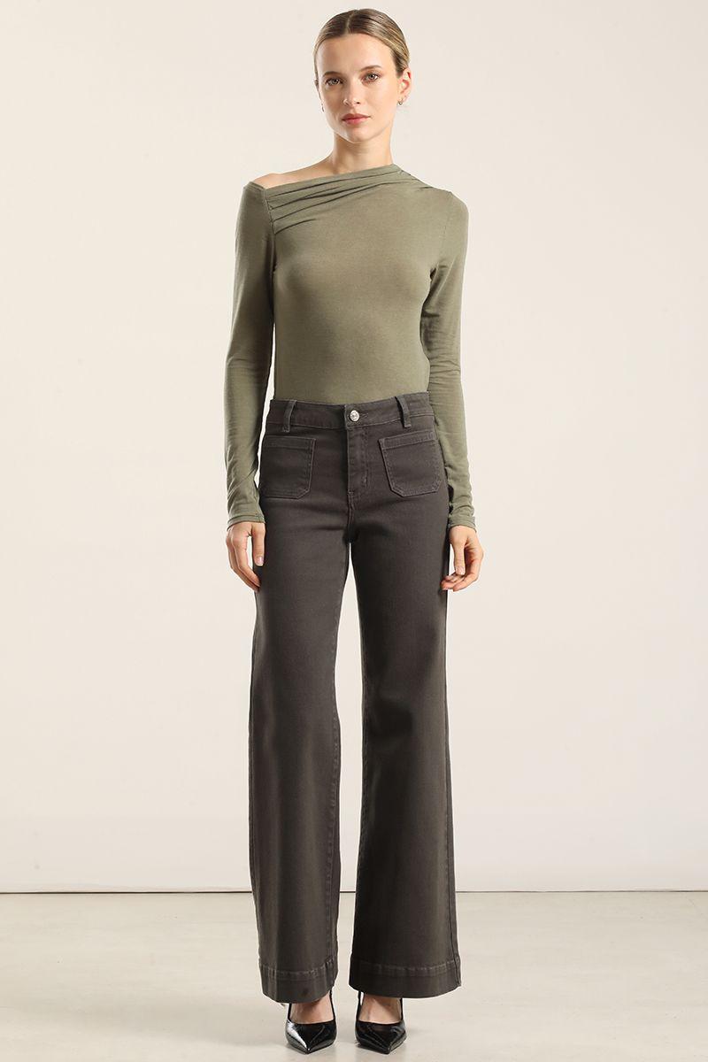 Jeans Color Palazzo, Militar Liola-2