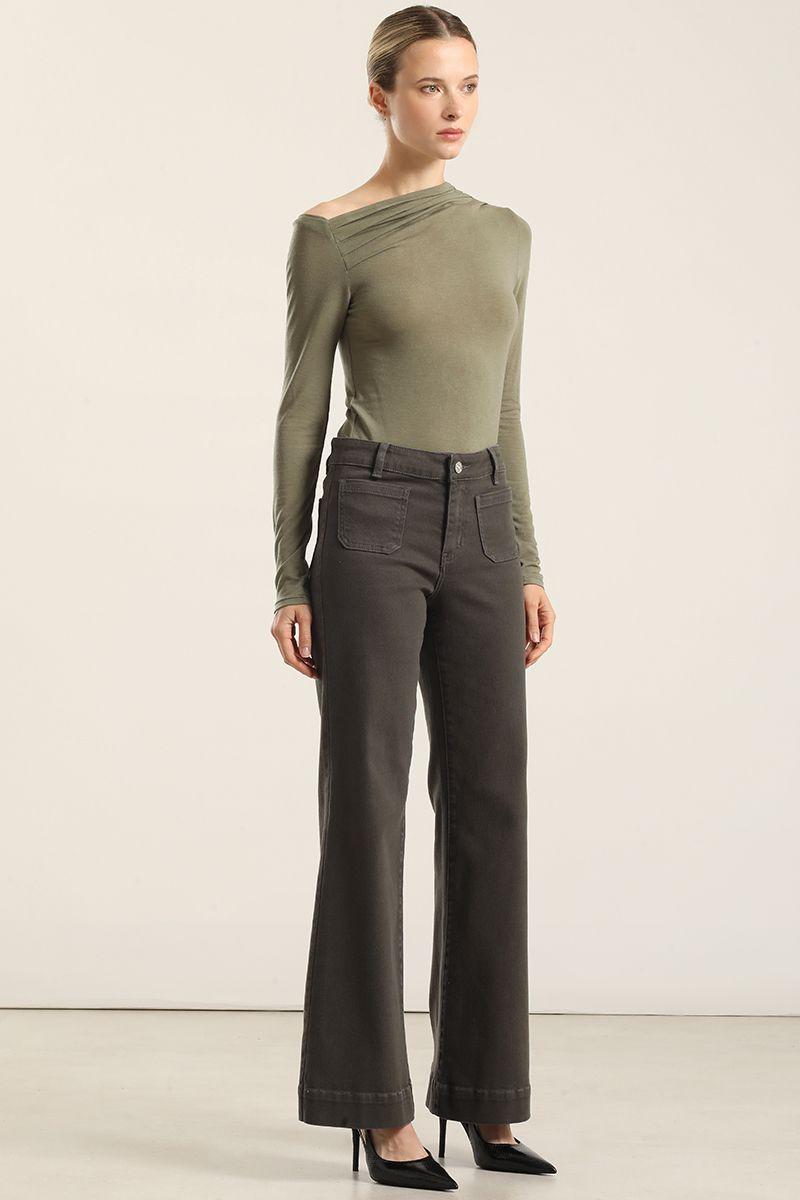 Jeans Color Palazzo, Militar Liola-5