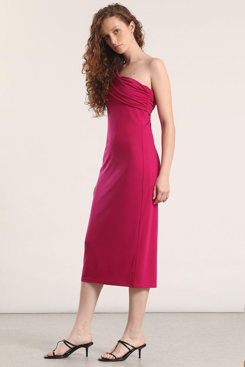 Vestido maxi un hombro Liola mujer violeta-3