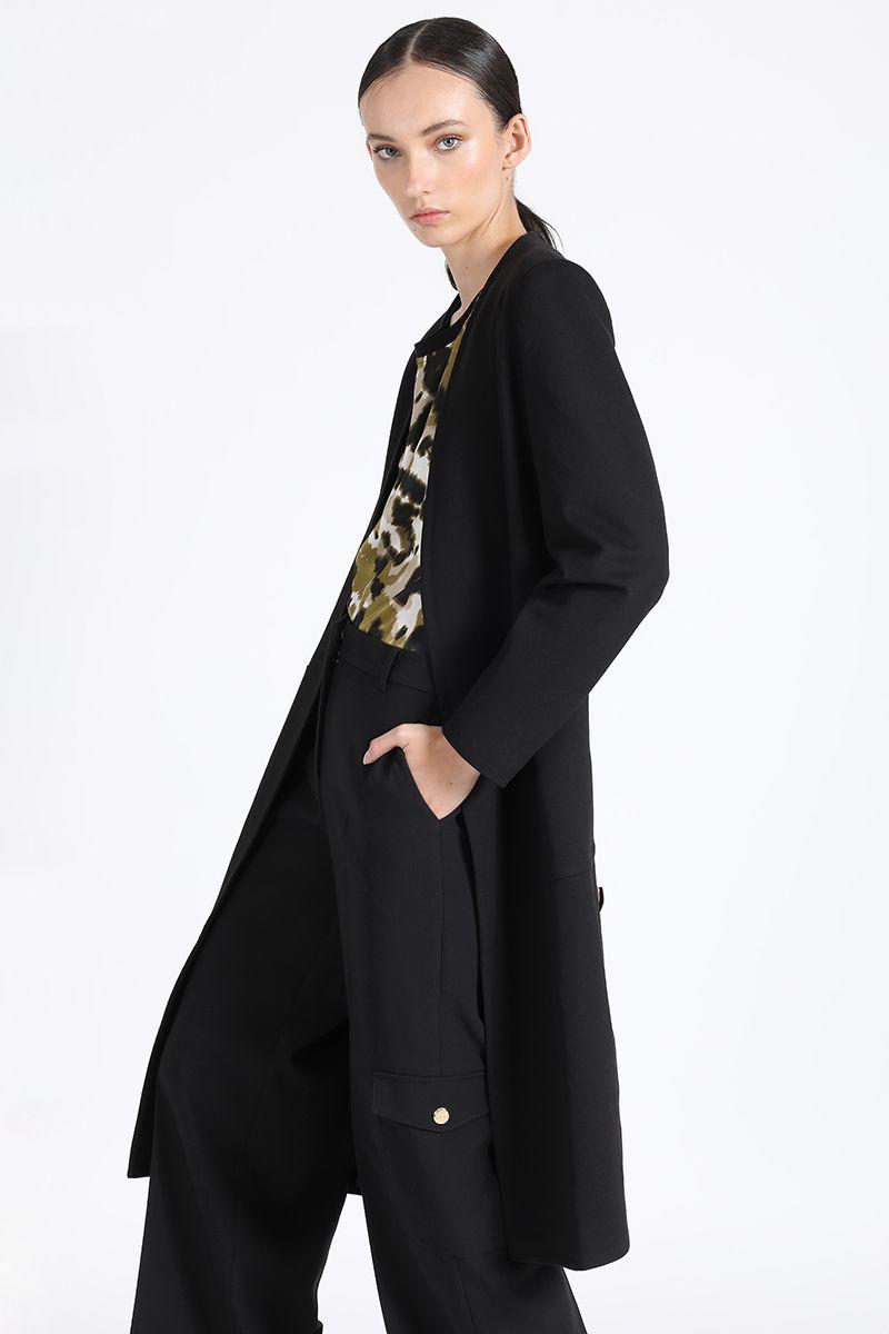 Abrigo Midi, Con Cinturon, Negro Liola-1