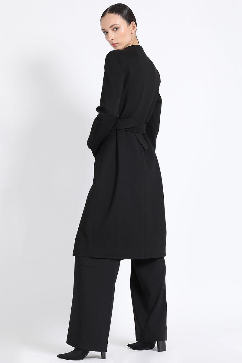 Abrigo Midi, Con Cinturon, Negro Liola-2