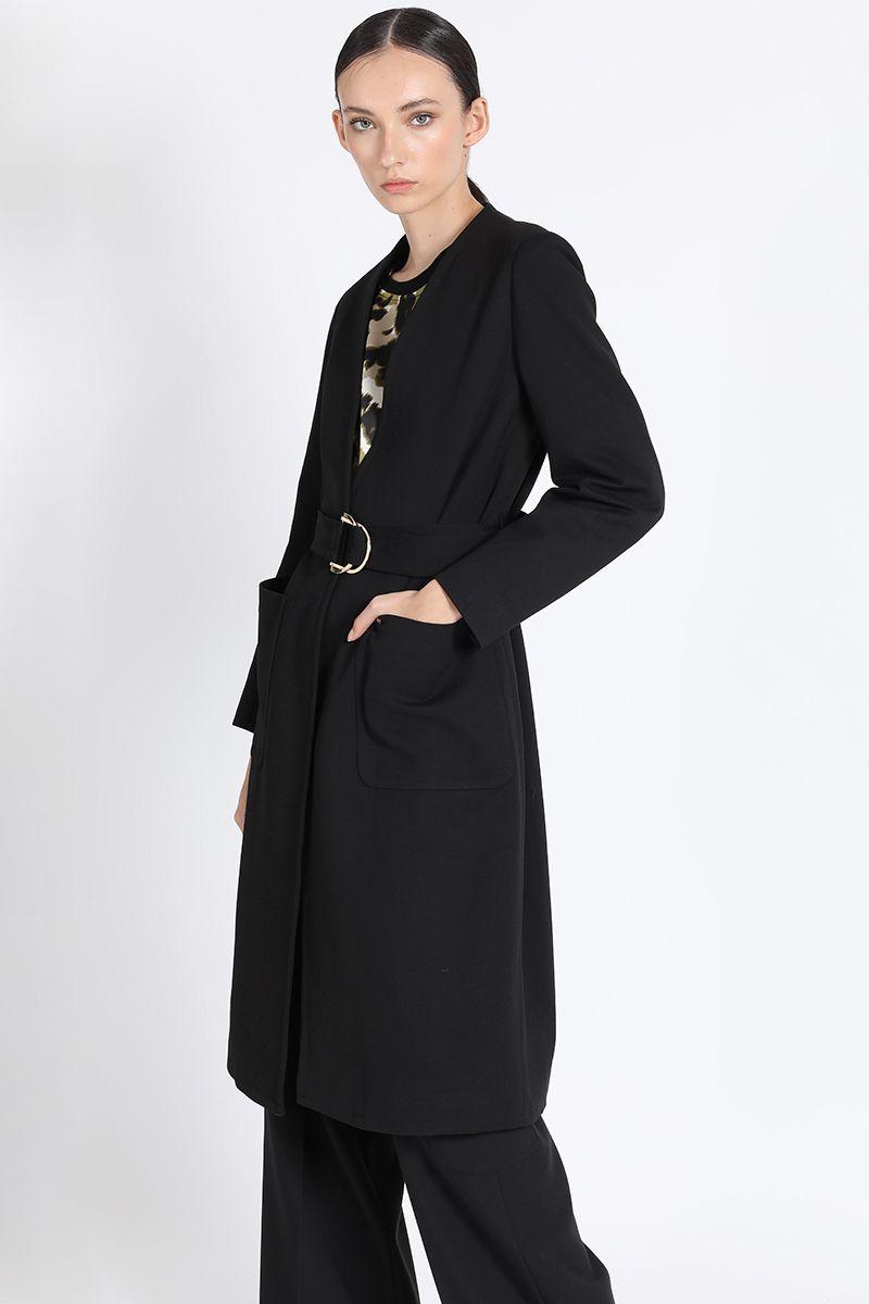 Abrigo Midi, Con Cinturon, Negro Liola-5