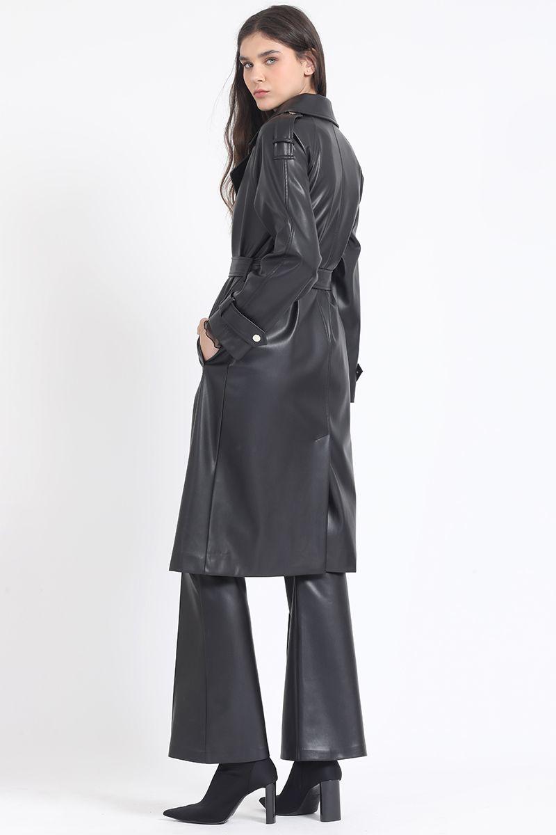 Trench Efecto Cuero, Negro Liola-4