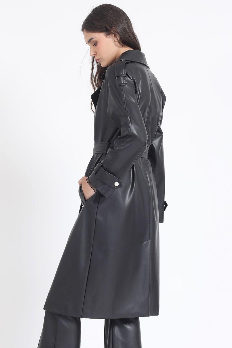 Trench Efecto Cuero, Negro Liola-5