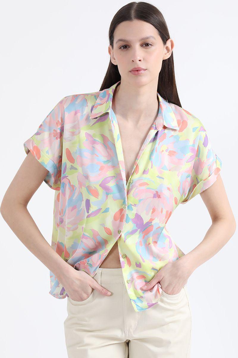 Blusa Satin Estampado, Amarillo, Colección Italia Liola-0