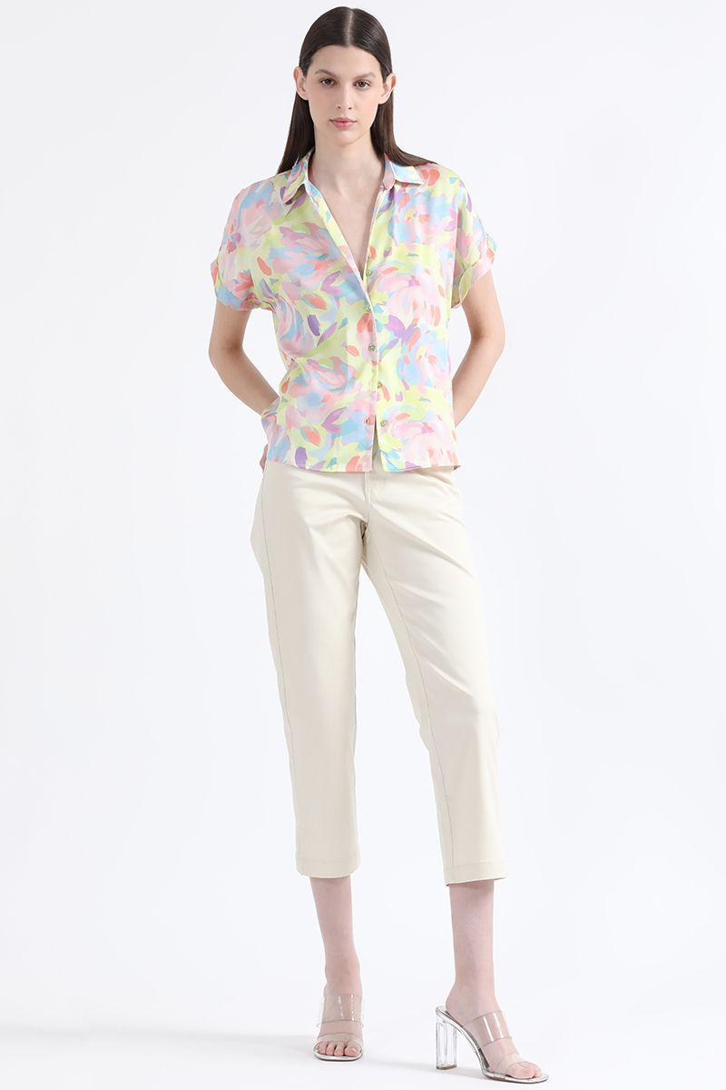 Blusa Satin Estampado, Amarillo, Colección Italia Liola-1