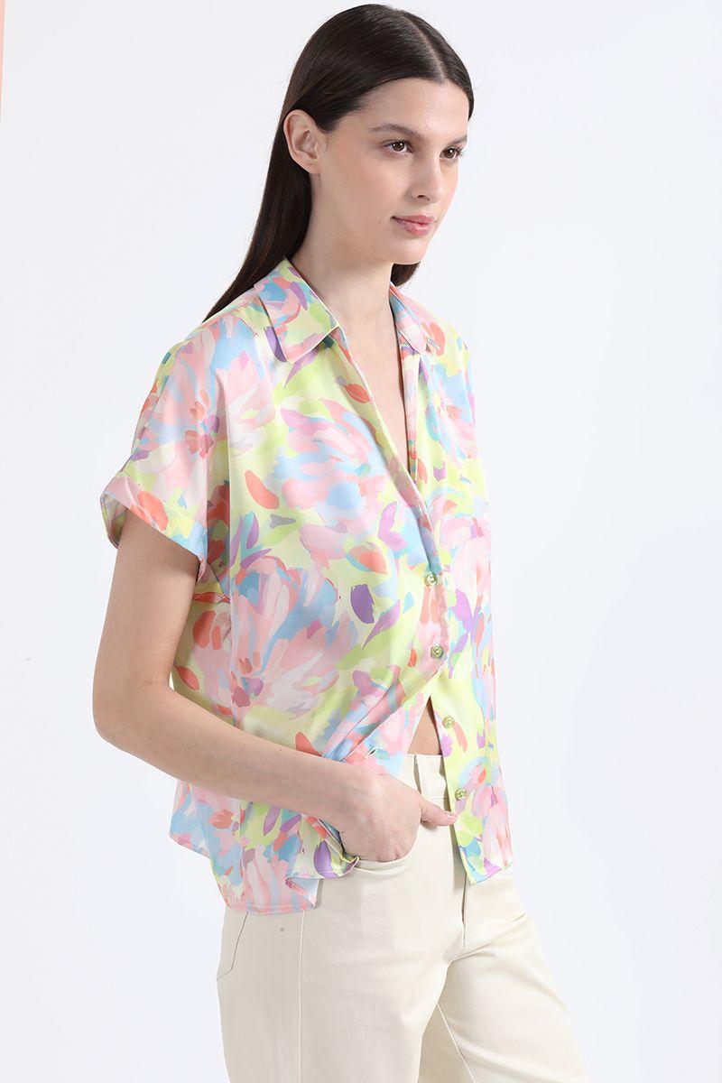 Blusa Satin Estampado, Amarillo, Colección Italia Liola-2