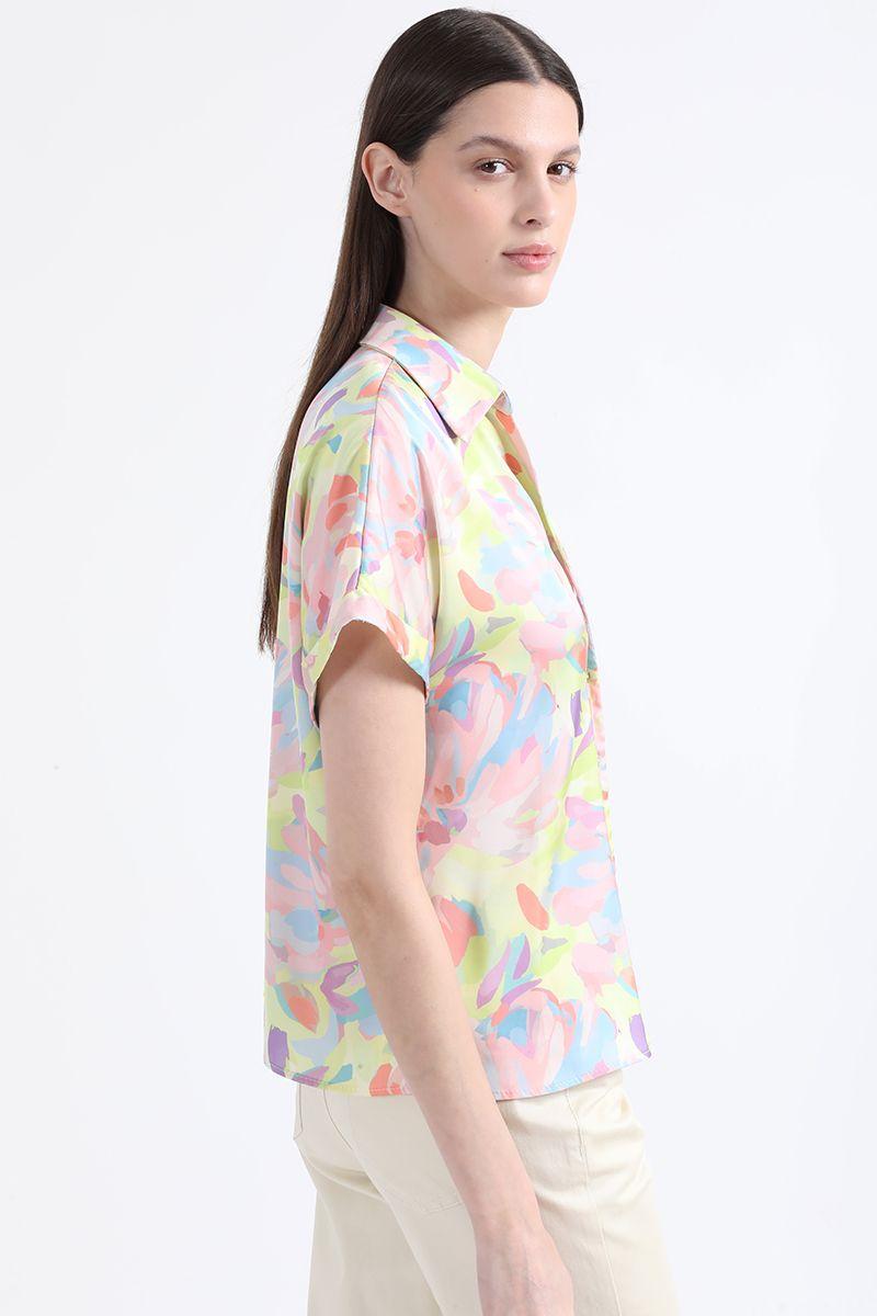 Blusa Satin Estampado, Amarillo, Colección Italia Liola-3