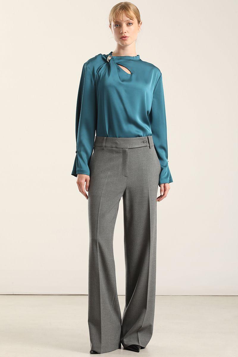 Pantalon Recto Fantasia Melange, Gris Liola-0