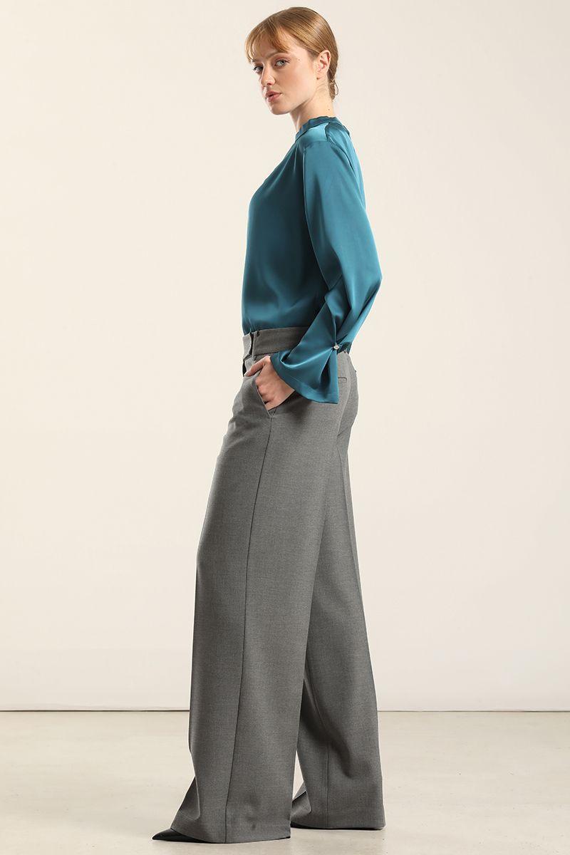 Pantalon Recto Fantasia Melange, Gris Liola-2