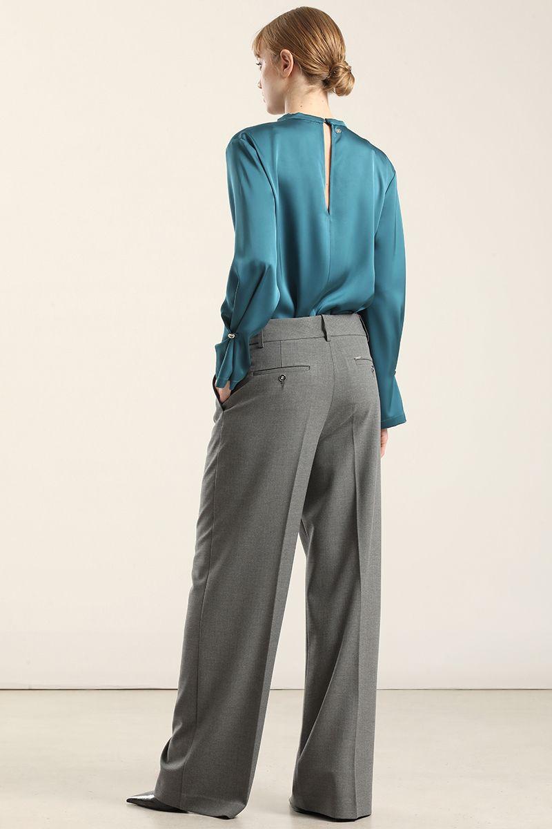 Pantalon Recto Fantasia Melange, Gris Liola-3