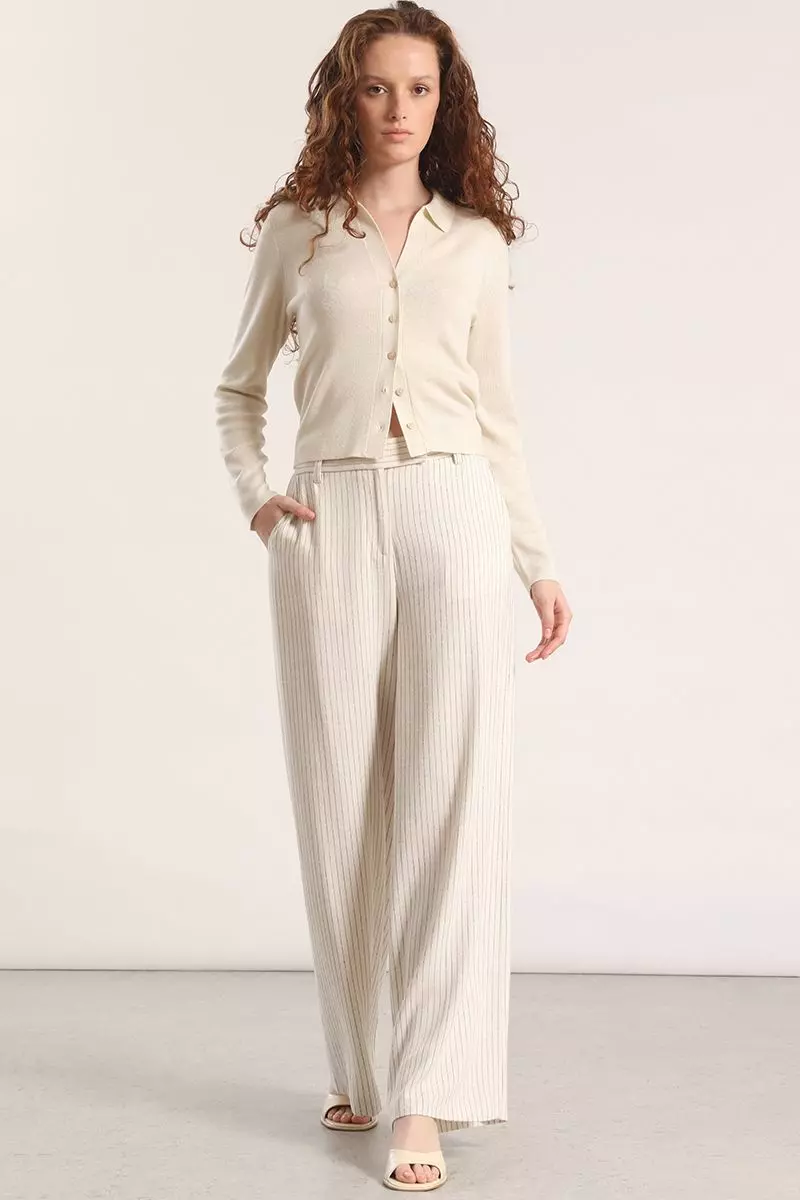 Pantalón ancho lino liola mujer beige-0