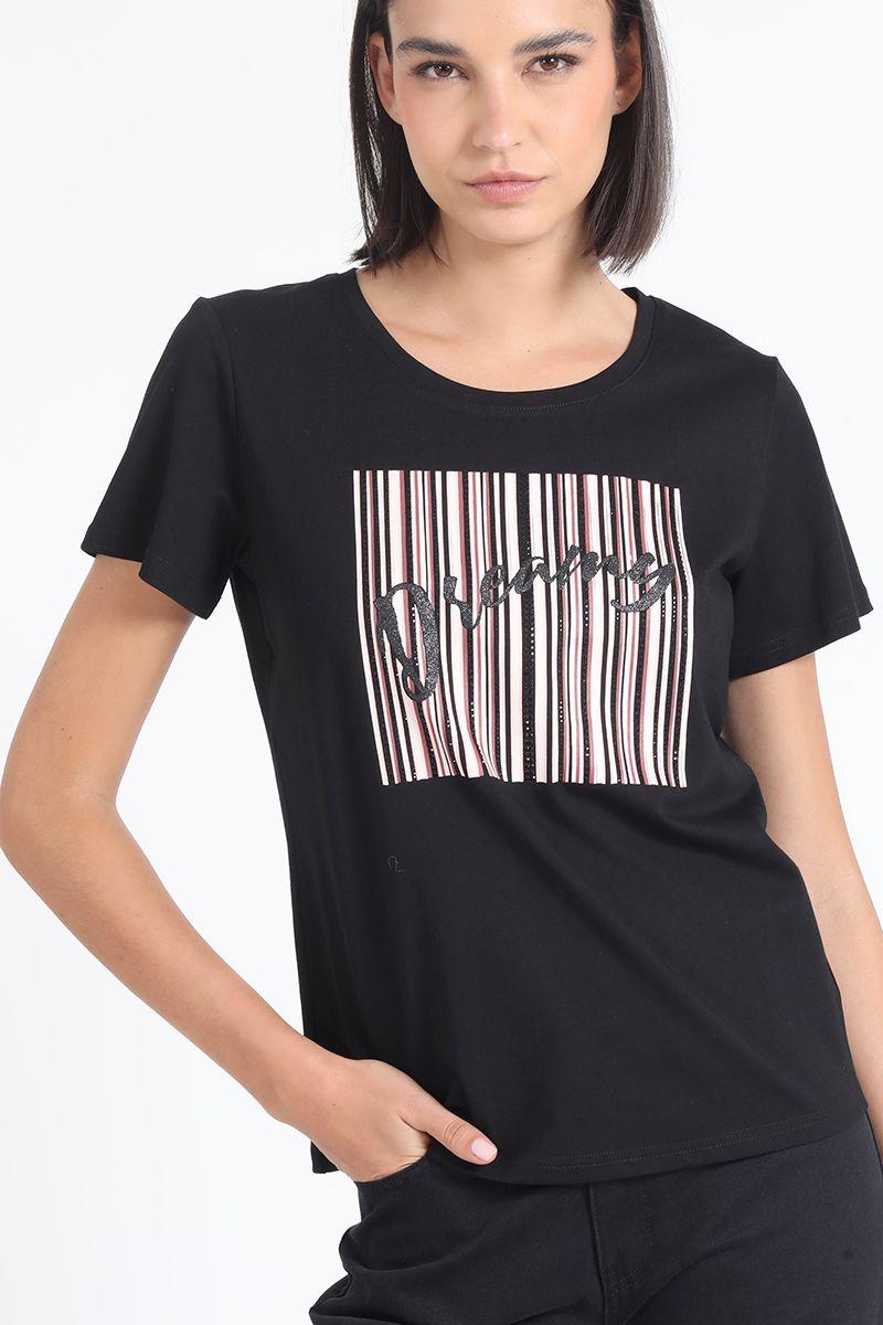 Polera Algodón Dreamy Strass, Negro Liola-2