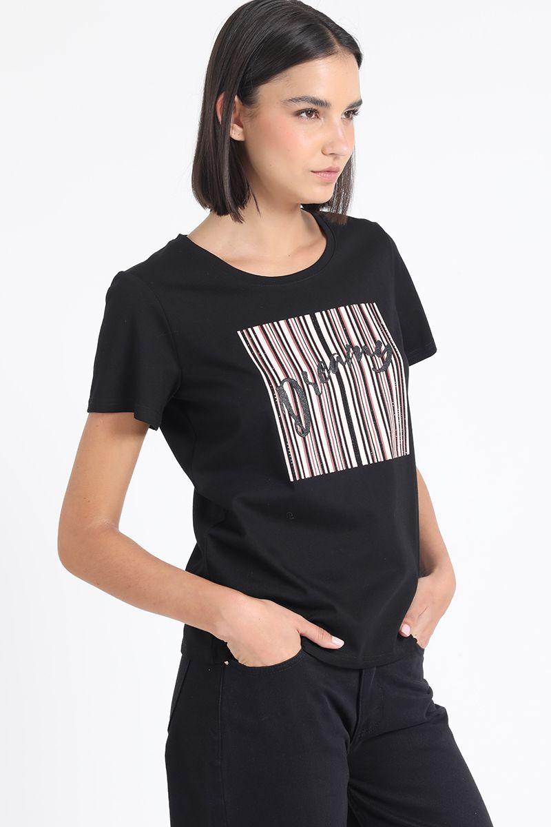 Polera Algodón Dreamy Strass, Negro Liola-4