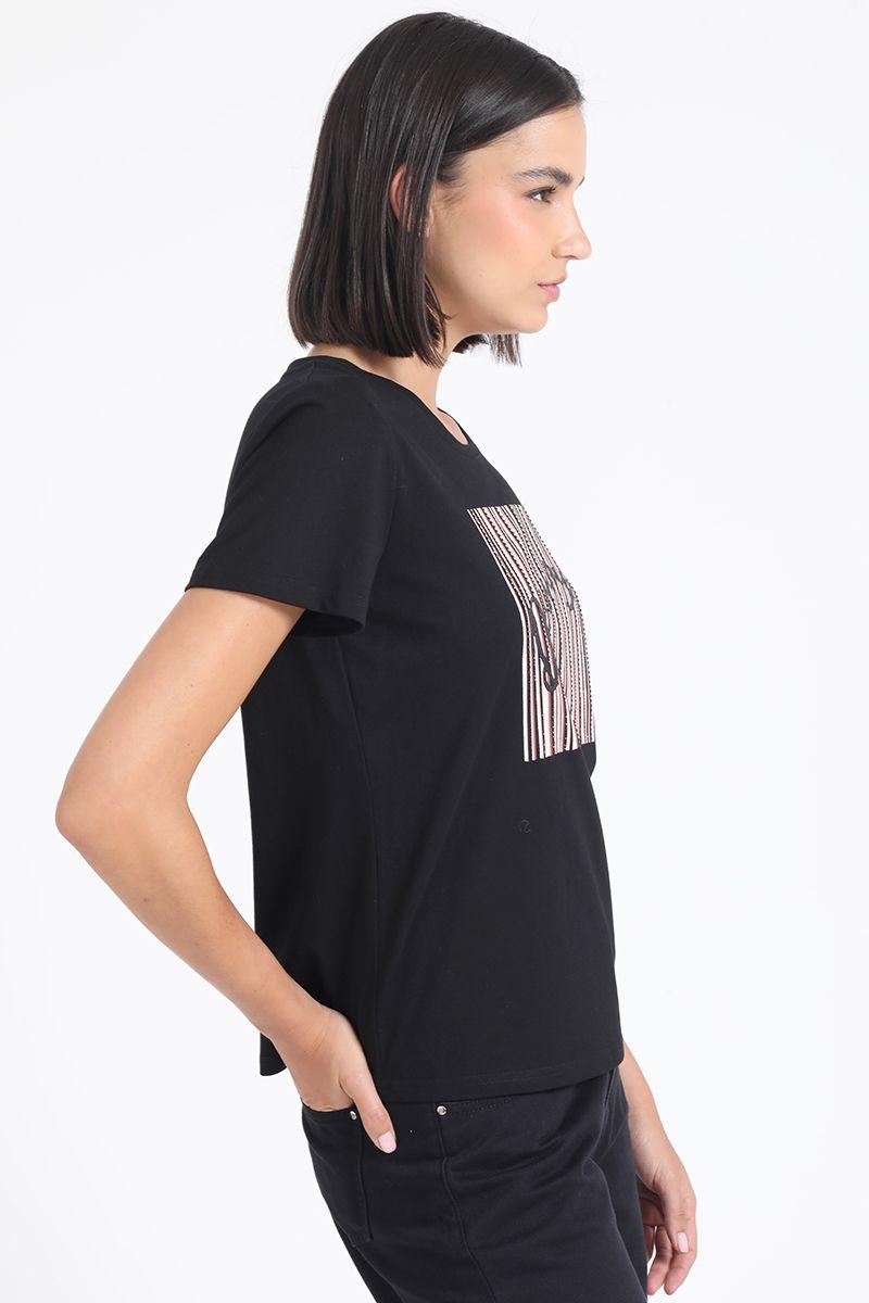 Polera Algodón Dreamy Strass, Negro Liola-5