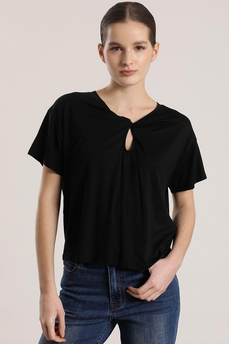 Polera escote nudo liola mujer negro-0
