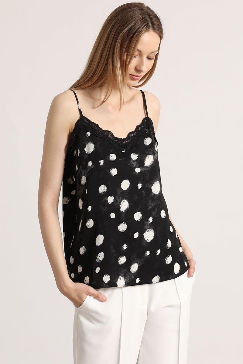 Top lencero estampado mujer Liola negro-2