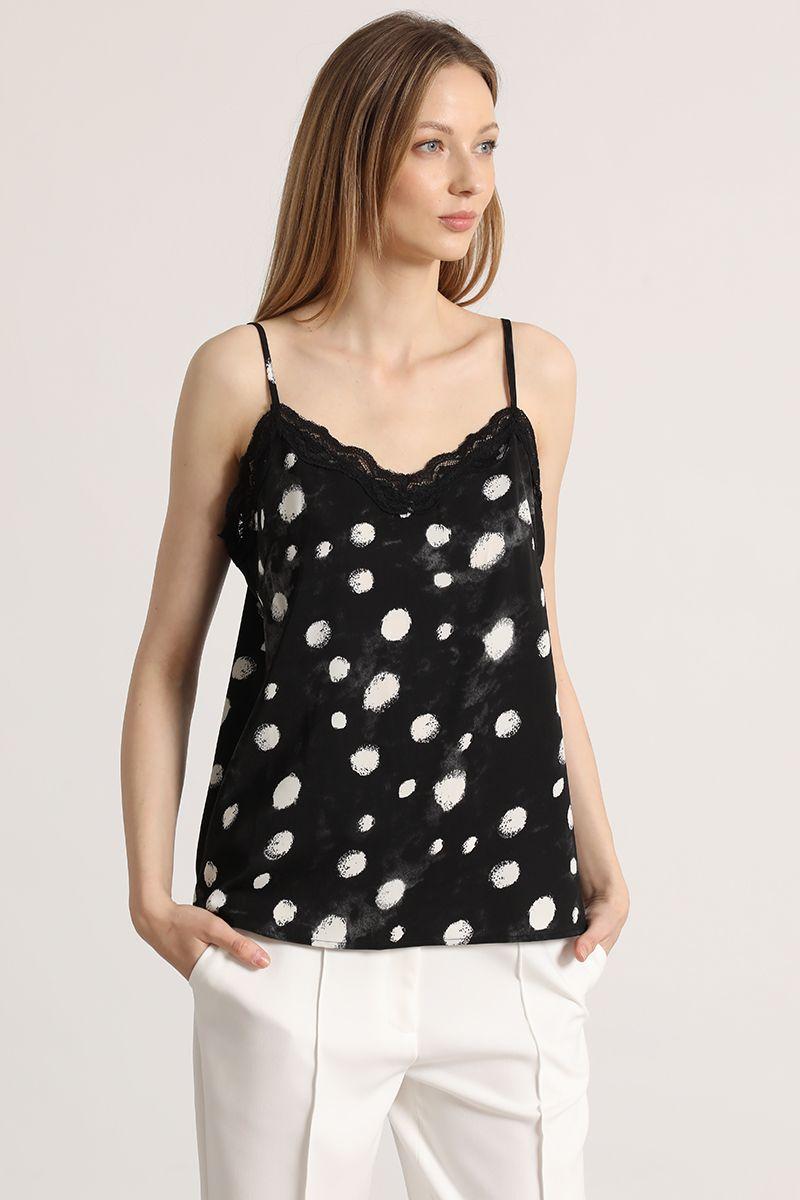 Top lencero estampado mujer Liola negro-5