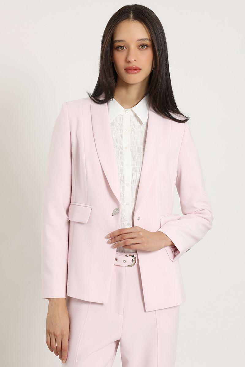 Blazer entallado, cuello smoking, rosa Liola-2