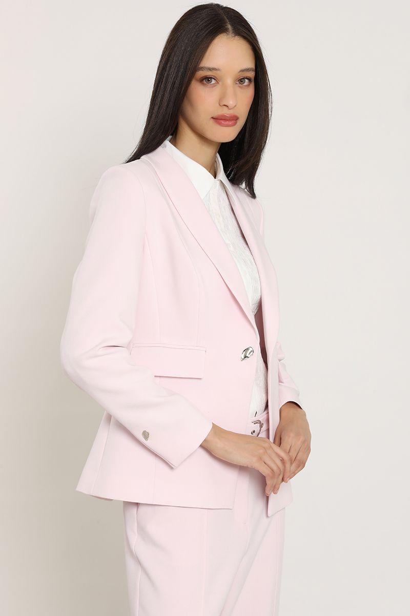 Blazer entallado, cuello smoking, rosa Liola-3