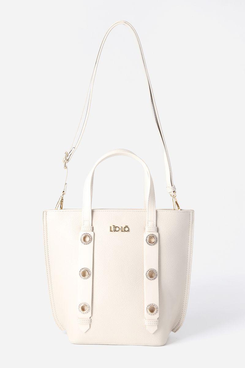 Cartera mediana ojetillos Liola beige-3