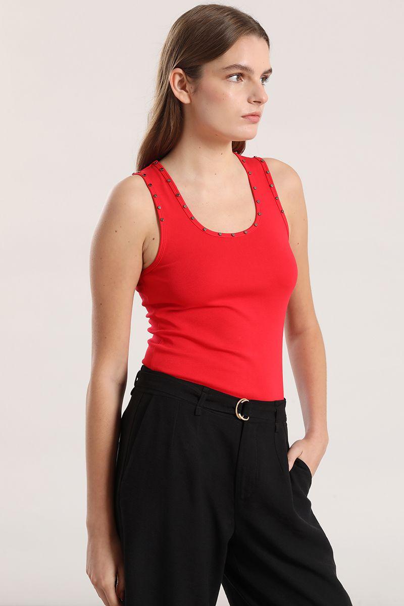 Top tachas mujer Liola rojo-2