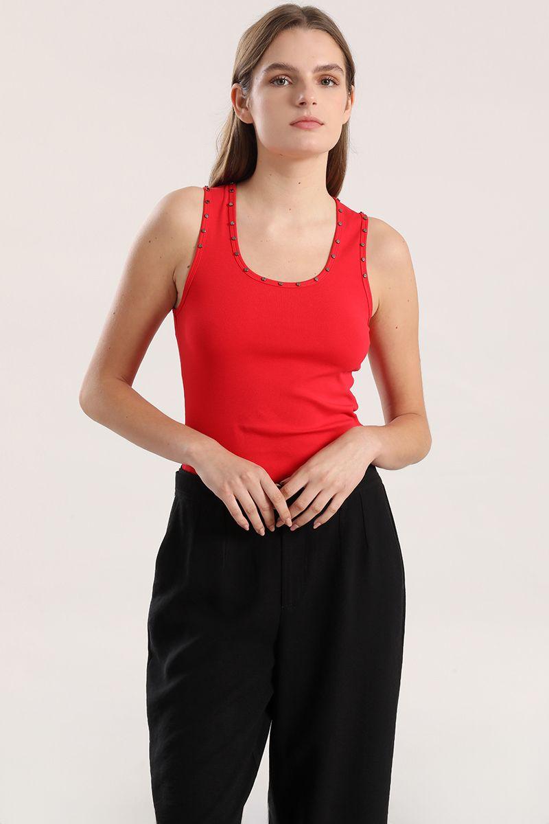 Top tachas mujer Liola rojo-5