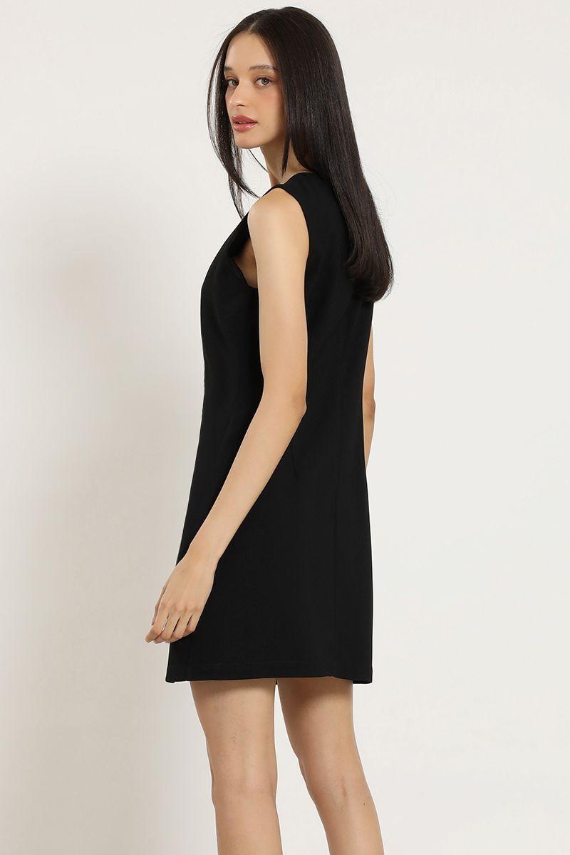 Vestido corto, basico, negro Liola-4