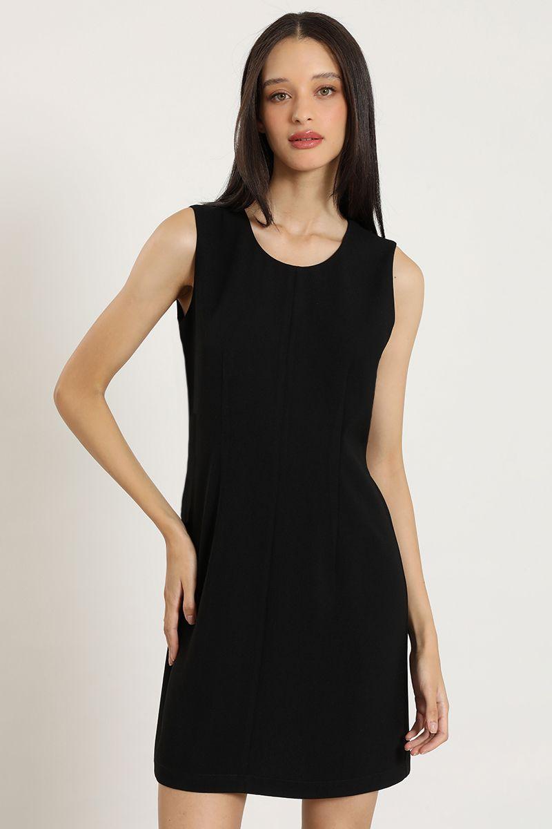 Vestido corto, basico, negro Liola-5