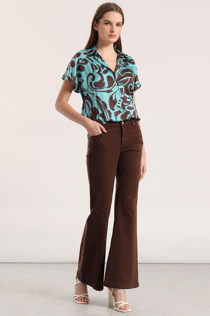 Blusa satin estampado aqua Liola mujer verde-1
