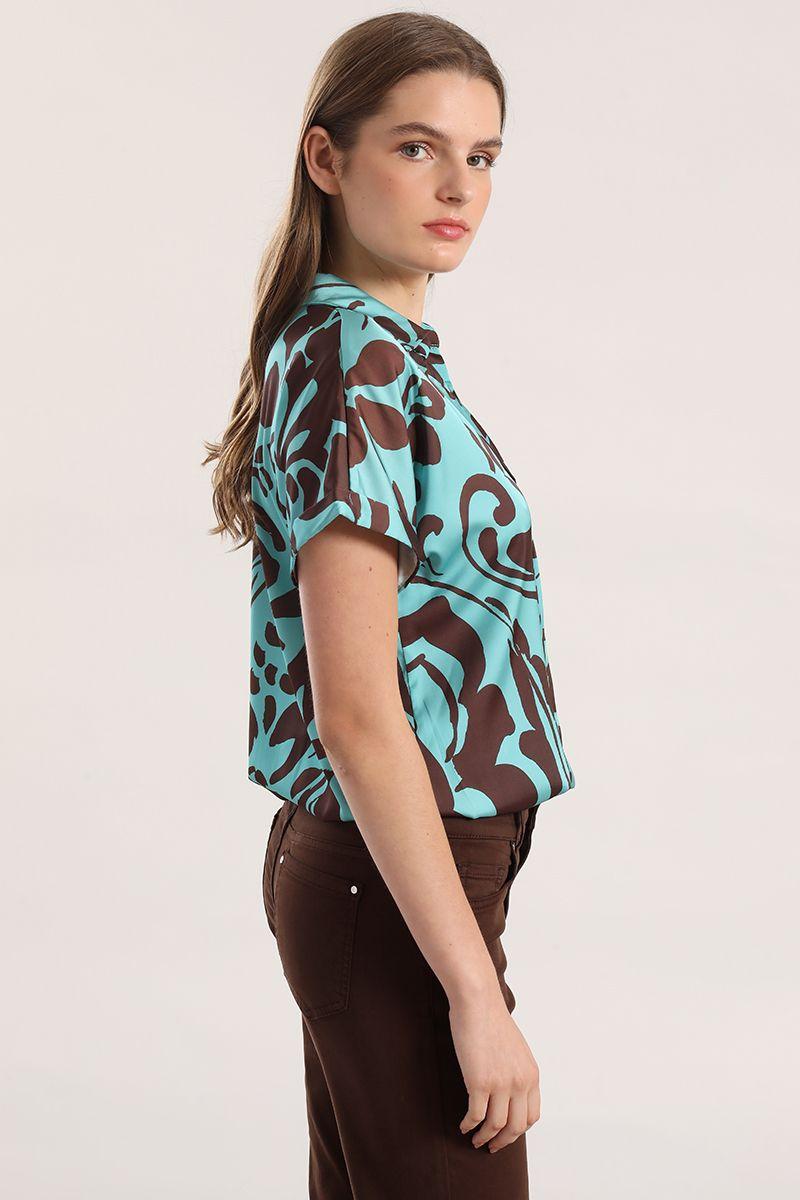 Blusa satin estampado aqua Liola mujer verde-3
