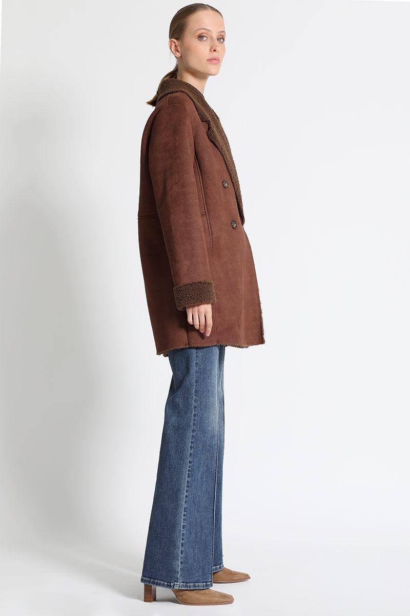 Chaquetón Recto Gamuza Chocolate Liola-2