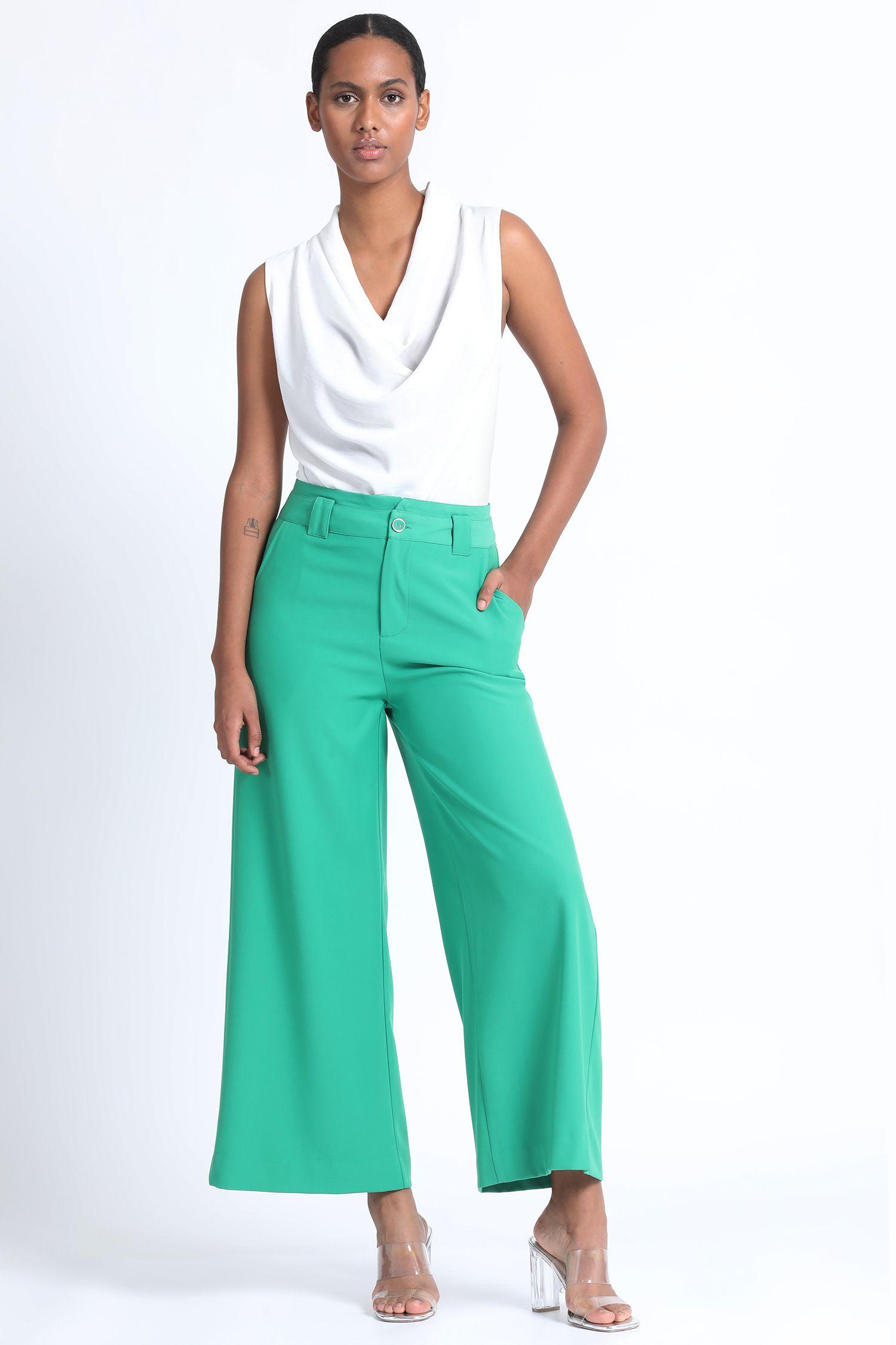 Pantalon Ancho Twill Verde Liola-0
