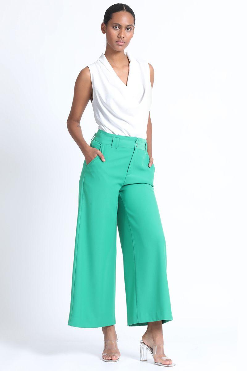 Pantalon Ancho Twill Verde Liola-1