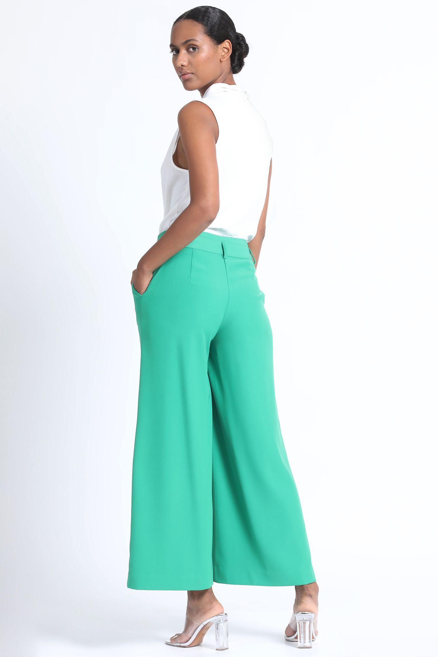 Pantalon Ancho Twill Verde Liola-2