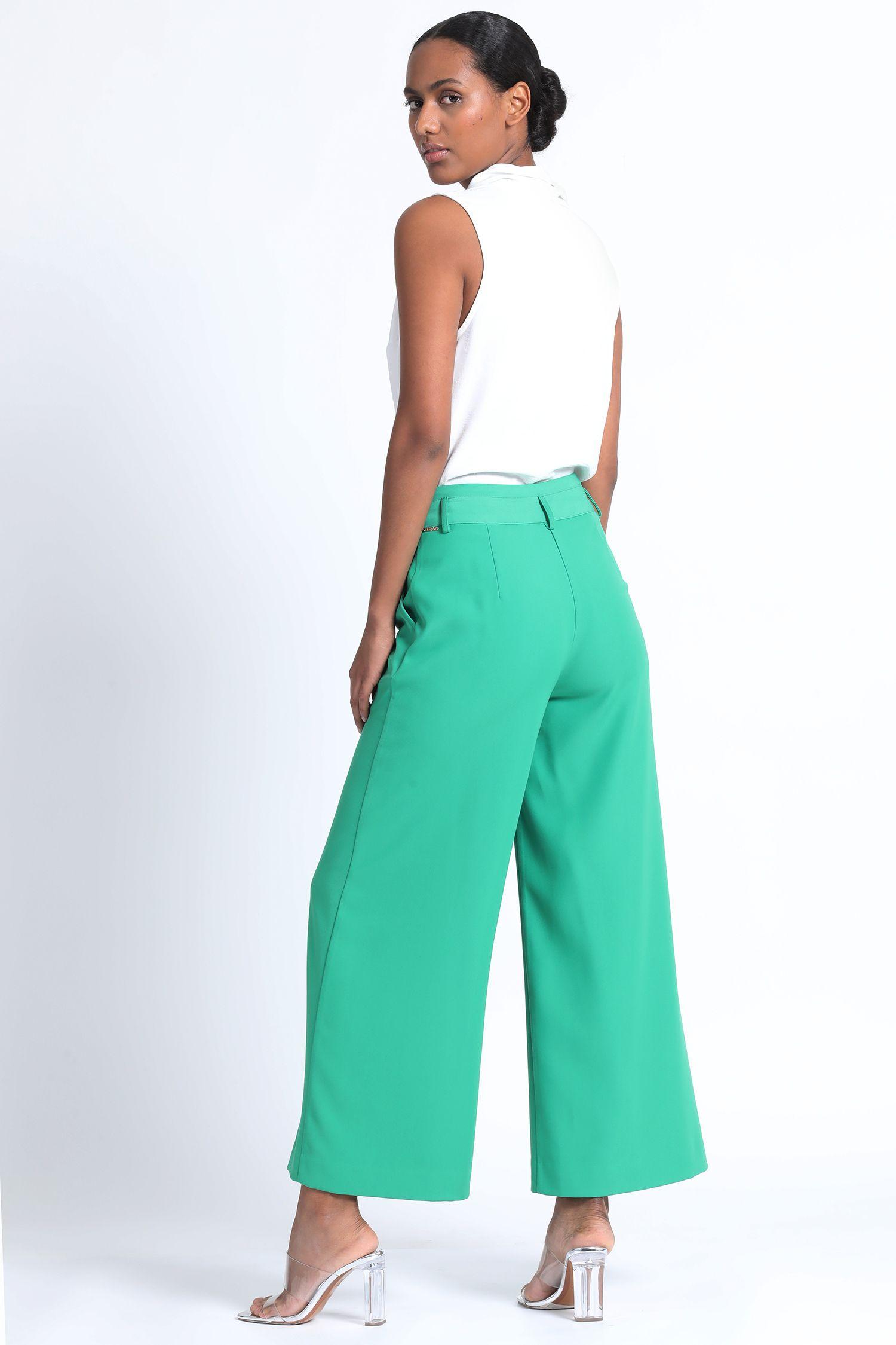 Pantalon Ancho Twill Verde Liola-3