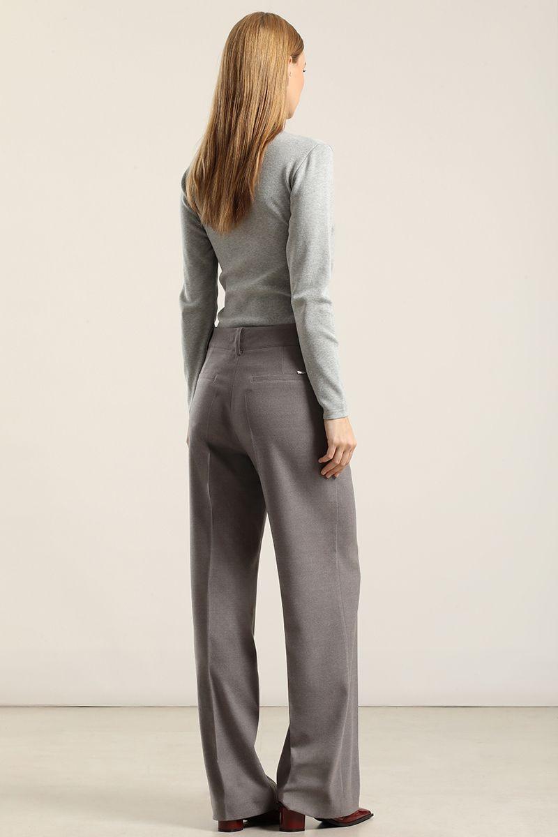 Pantalon Ancho, Tiro Alto, Gris Liola-5