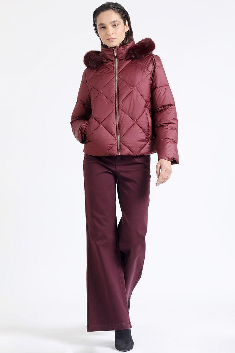 Parka Con Capucha Y Piel Desmontable, Burdeo Liola-1